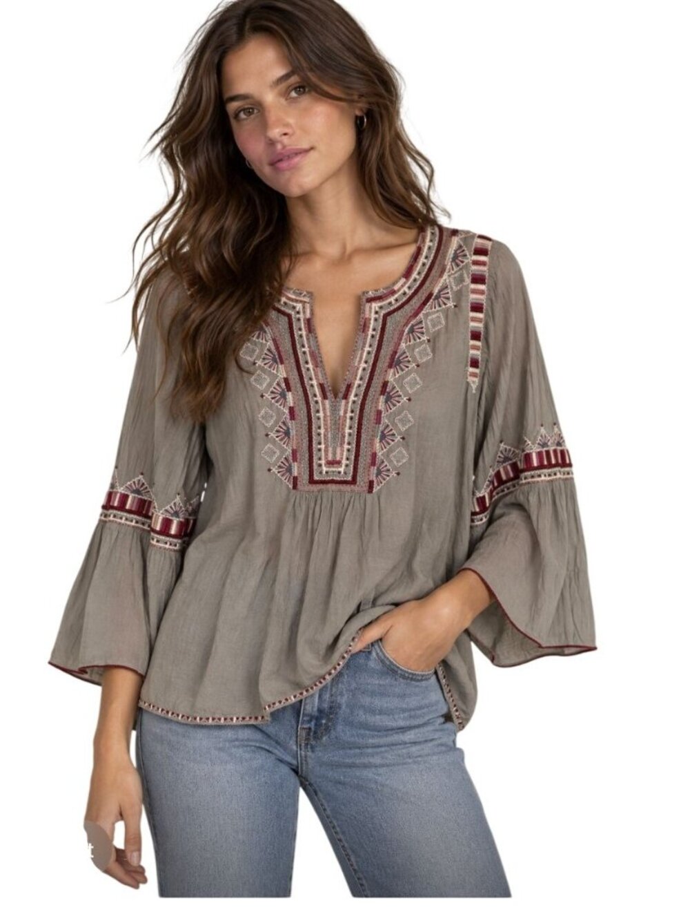 Johnny Was Willow Blouse Embroidered Cotton Top NWT - Size XS